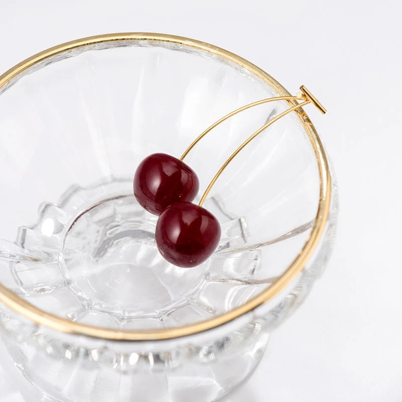 Fashionable Long Cherry Earrings – High-End Niche Design for Women
