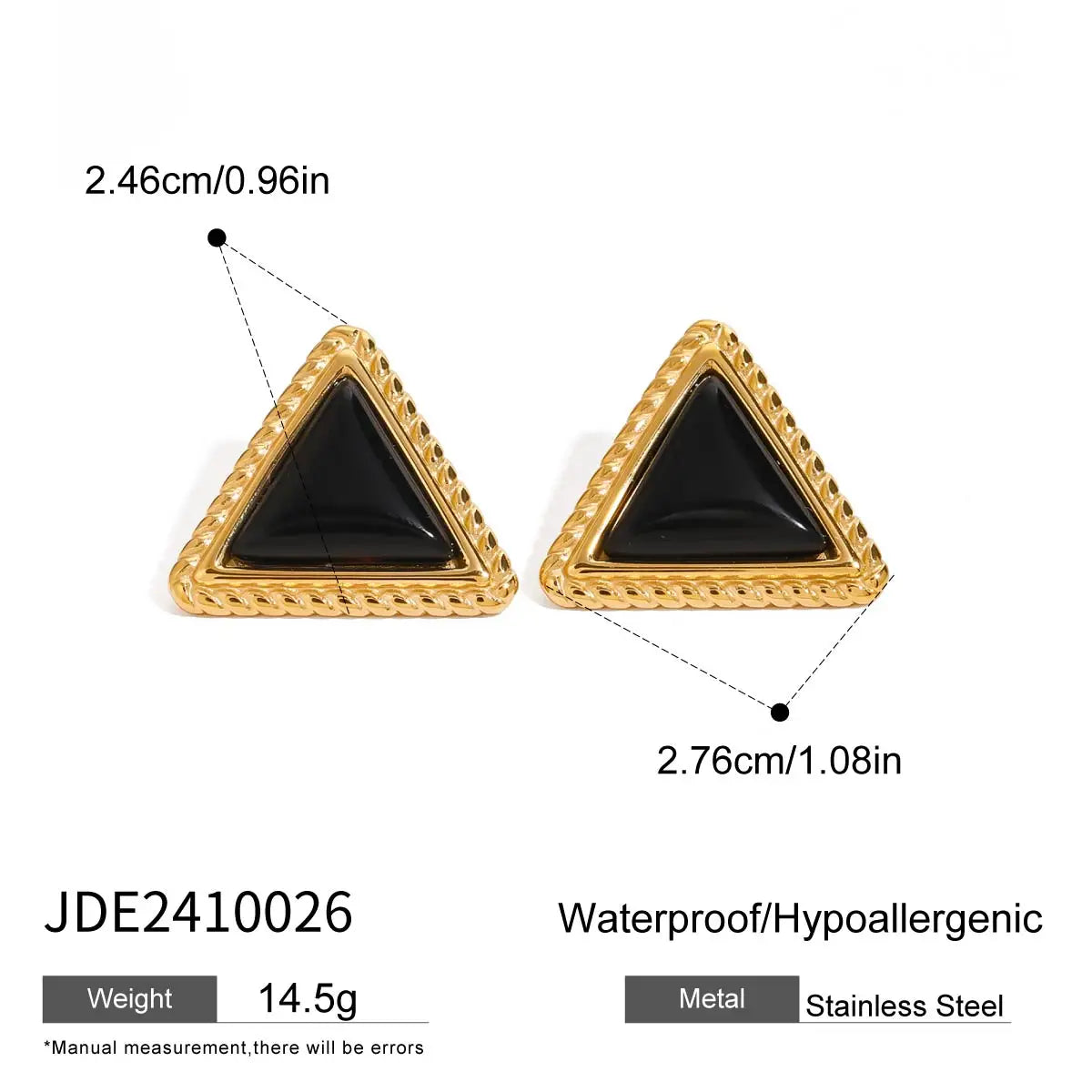 Gold Plated Black Stone Earrings