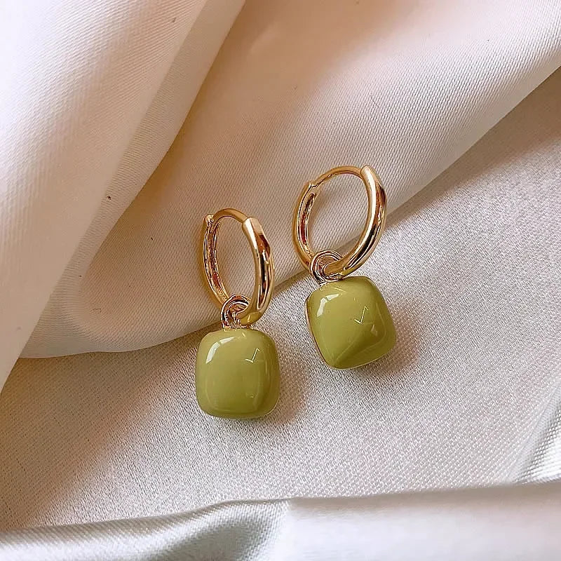 Simple Heart Dangle Earrings – Geometric Square Pendant Design for Women & Girls