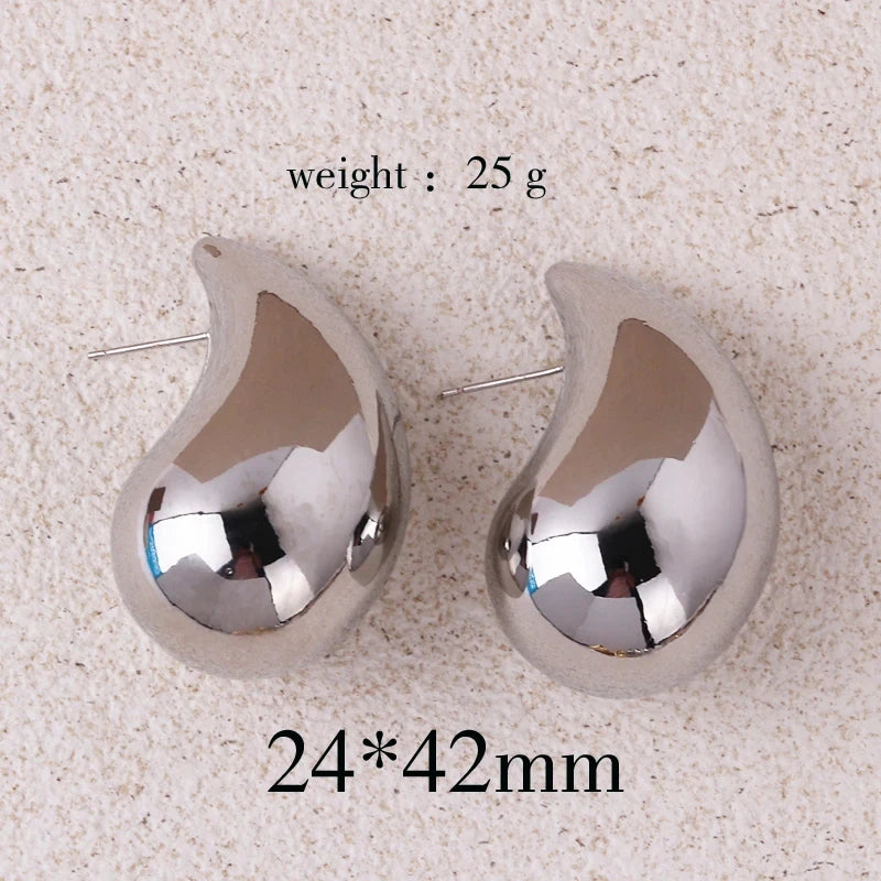 Extra Large Chunky Hoop Drop Earrings – Gold Plated, Lightweight & Hypoallergenic for Women and Girls