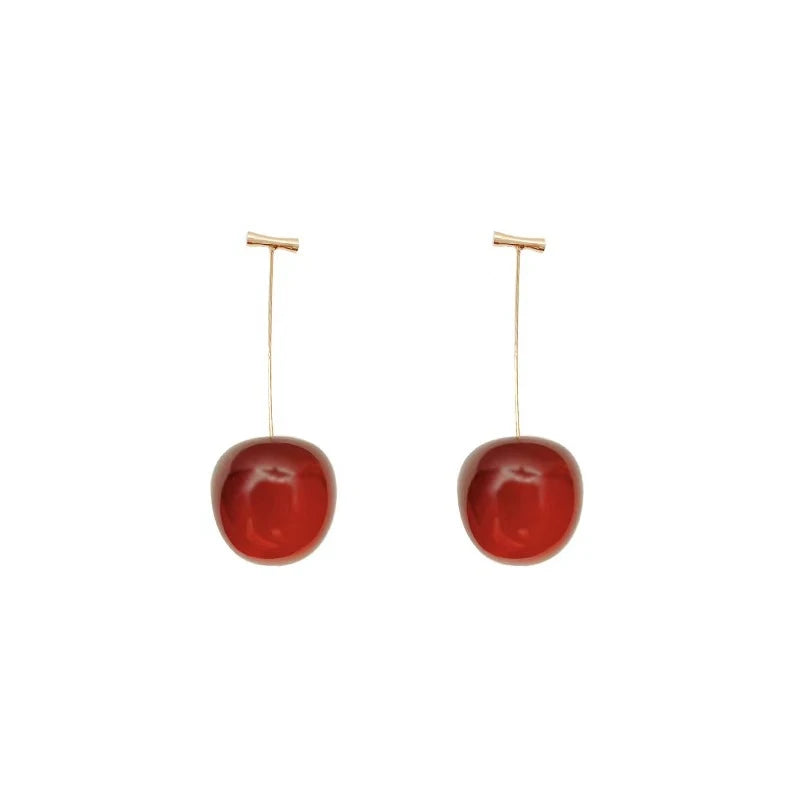 Fashionable Long Cherry Earrings – High-End Niche Design for Women