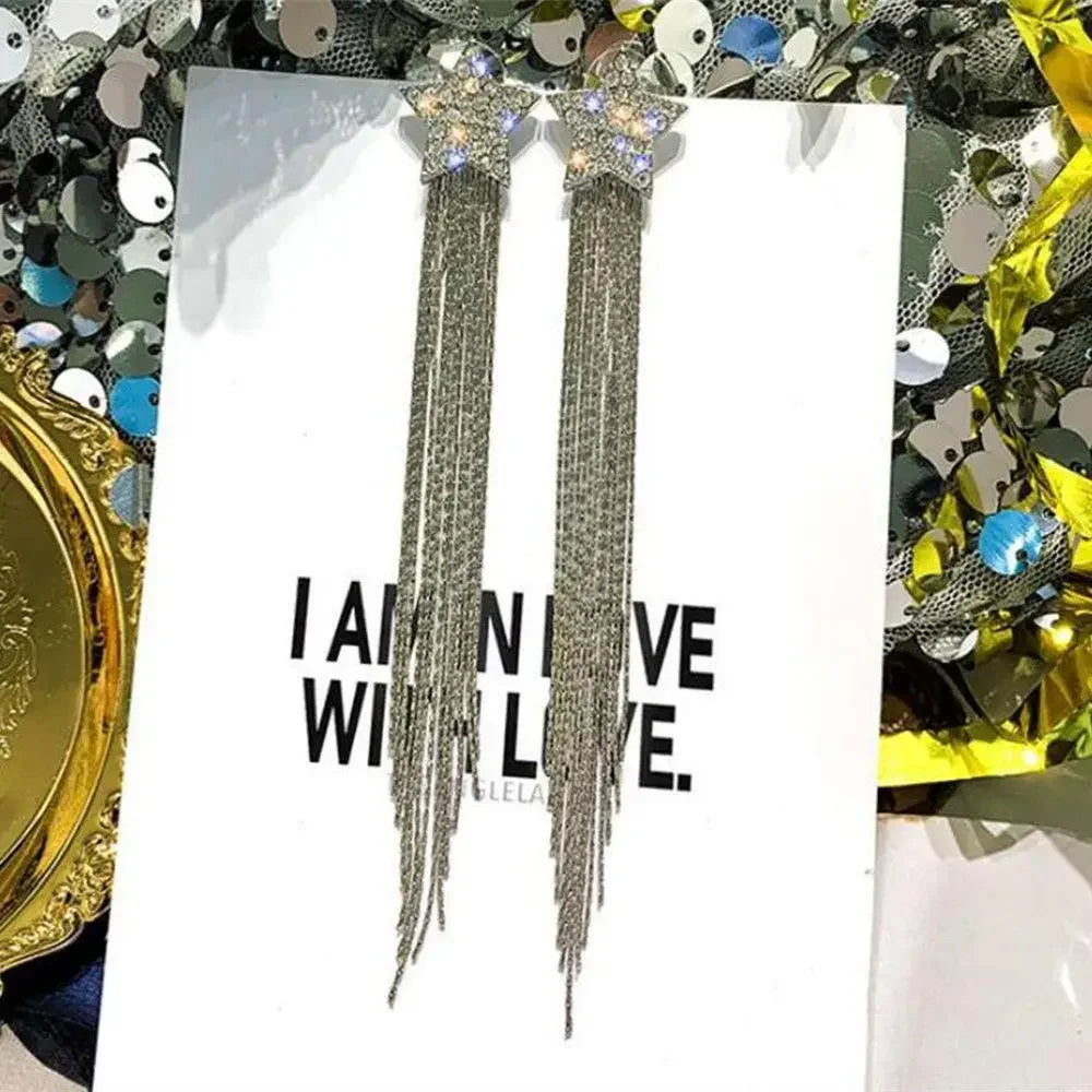 Wheat Tassel Pendant U-Shaped Earrings – Gold Color, 2025 New Fashion for Women & Girls