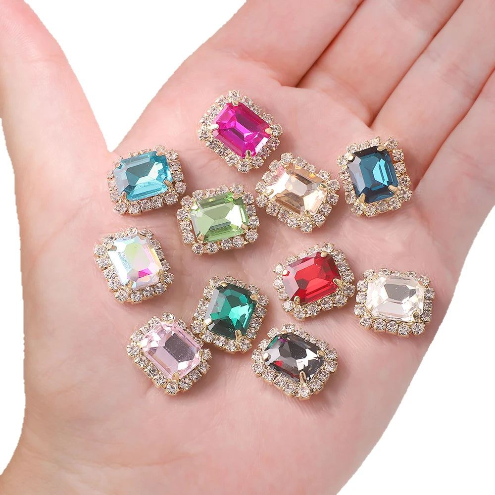 10Pcs Rectangular Diamond Inlaid Claw Settings – DIY Rhinestone Accessories for Jewelry, Hair, Shoes & Hats