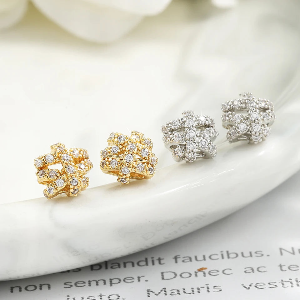 Fashion Cross & Fishtail Crystal Stud Earrings – Korean Elegant Style for Women & Girls