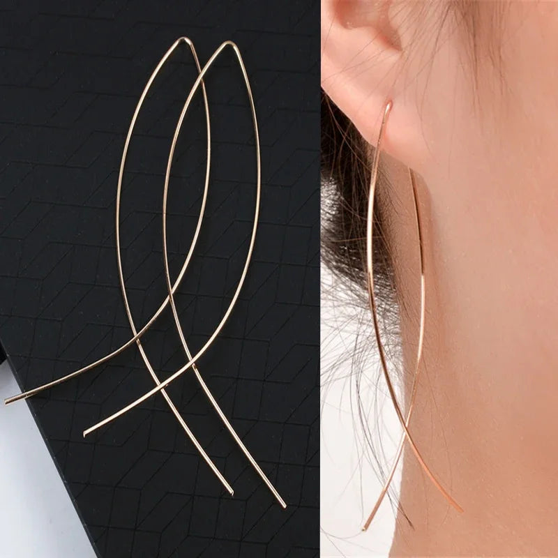 Wheat Tassel Pendant U-Shaped Earrings – Gold Color, 2025 New Fashion for Women & Girls