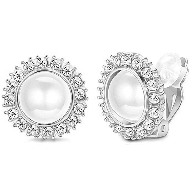 Crystal Pearl Ear Cuff – Non-Piercing Clip-On Earring | Elegant Wedding & Party Jewelry