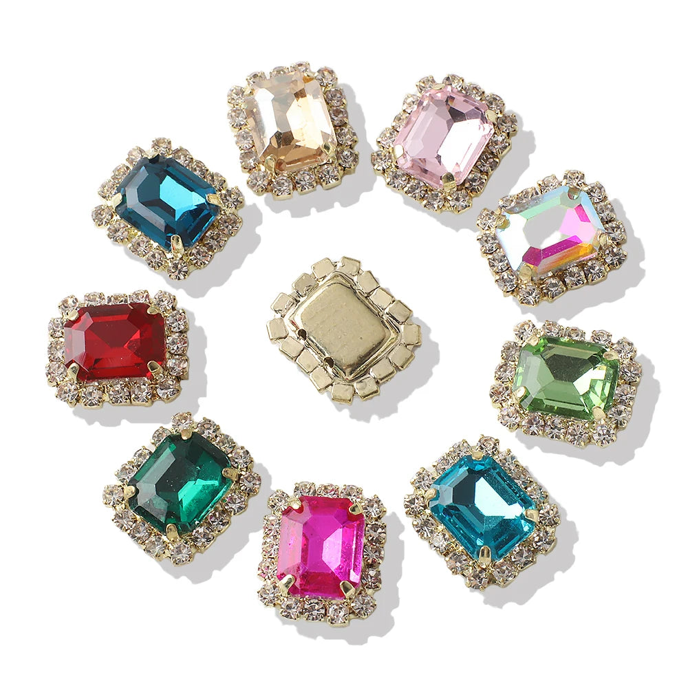 10Pcs Rectangular Diamond Inlaid Claw Settings – DIY Rhinestone Accessories for Jewelry, Hair, Shoes & Hats