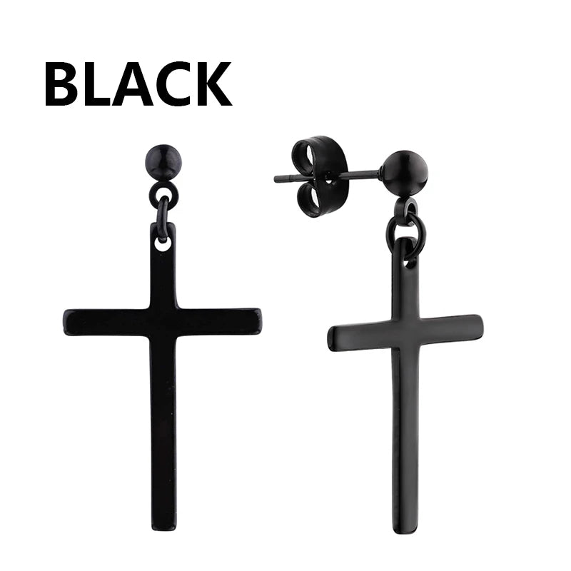 Black Stainless Steel Stud Earrings Set – Vintage Hip Hop Style for Men & Women