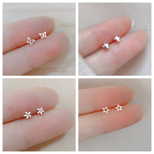 Minimalist Star Stud Earrings – Silver Color, Hypoallergenic Jewelry for Women & Girls