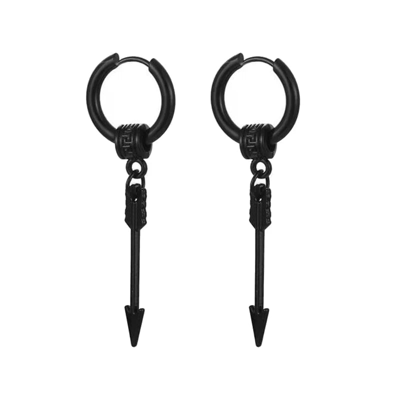 Black Stainless Steel Stud Earrings Set – Vintage Hip Hop Style for Men & Women