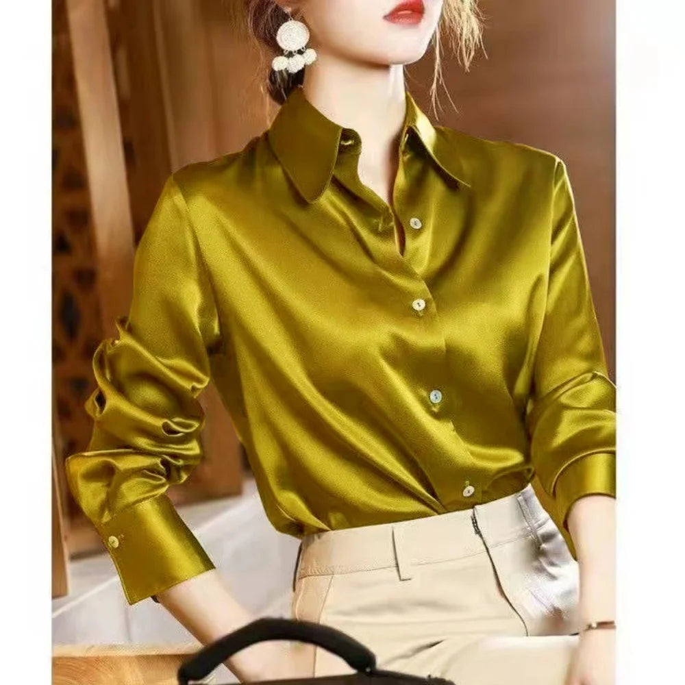 Women’s Satin Long Sleeve Shirt