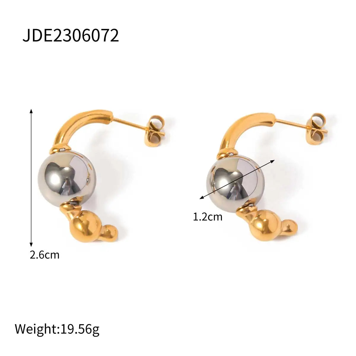 Two-Tone Fluted Square Fan Earrings – Gold & Silver Color Art Deco Revival Design