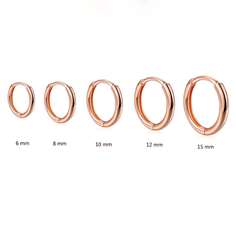 2PC Stainless Steel Minimal Hoop Earrings for Women & Girls – Gold Color Small Piercing Earring | Wedding Gift Smooth Ear Bone Buckle