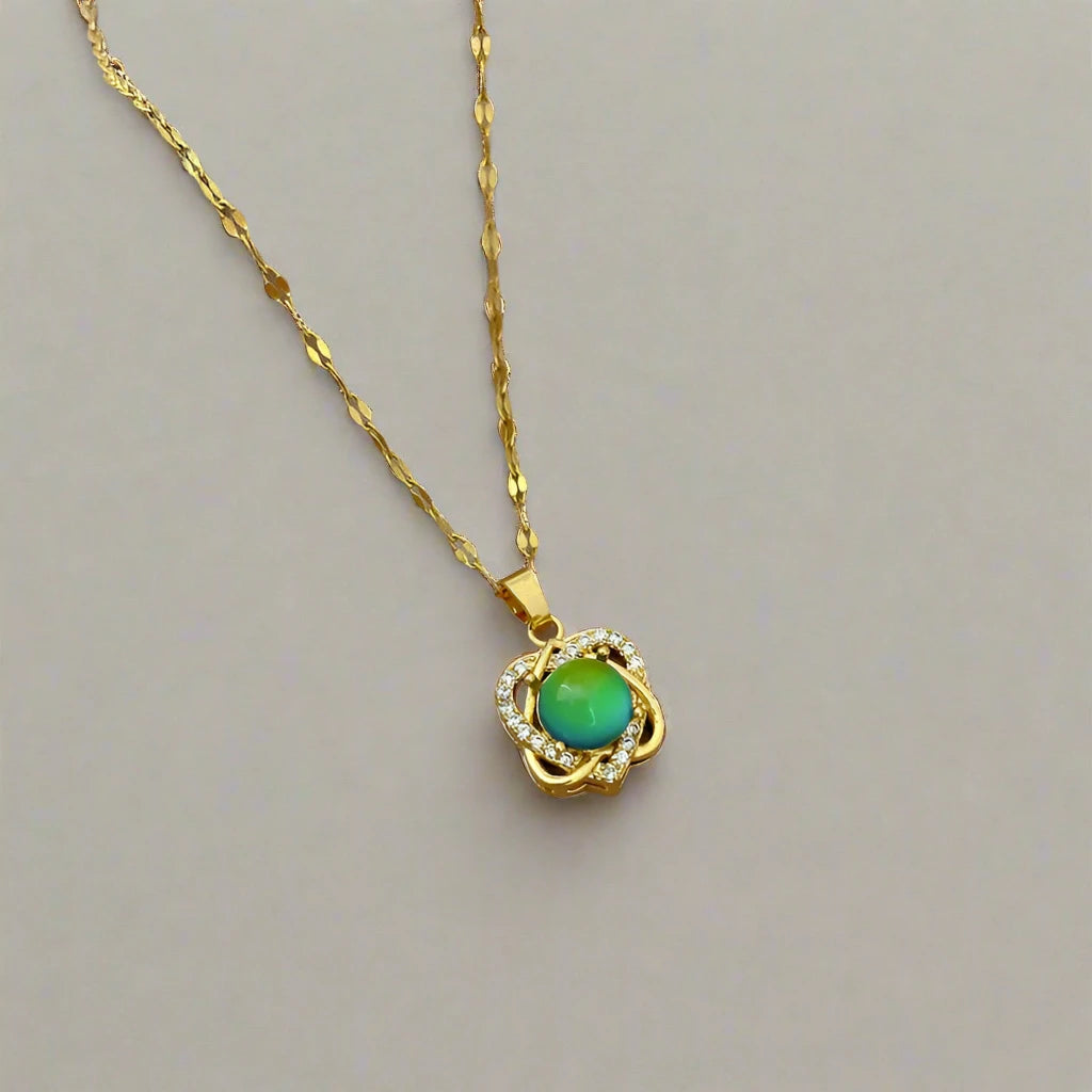 Heart Mood Necklace – Color Changing Temperature-Sensing Crystal Pendant
