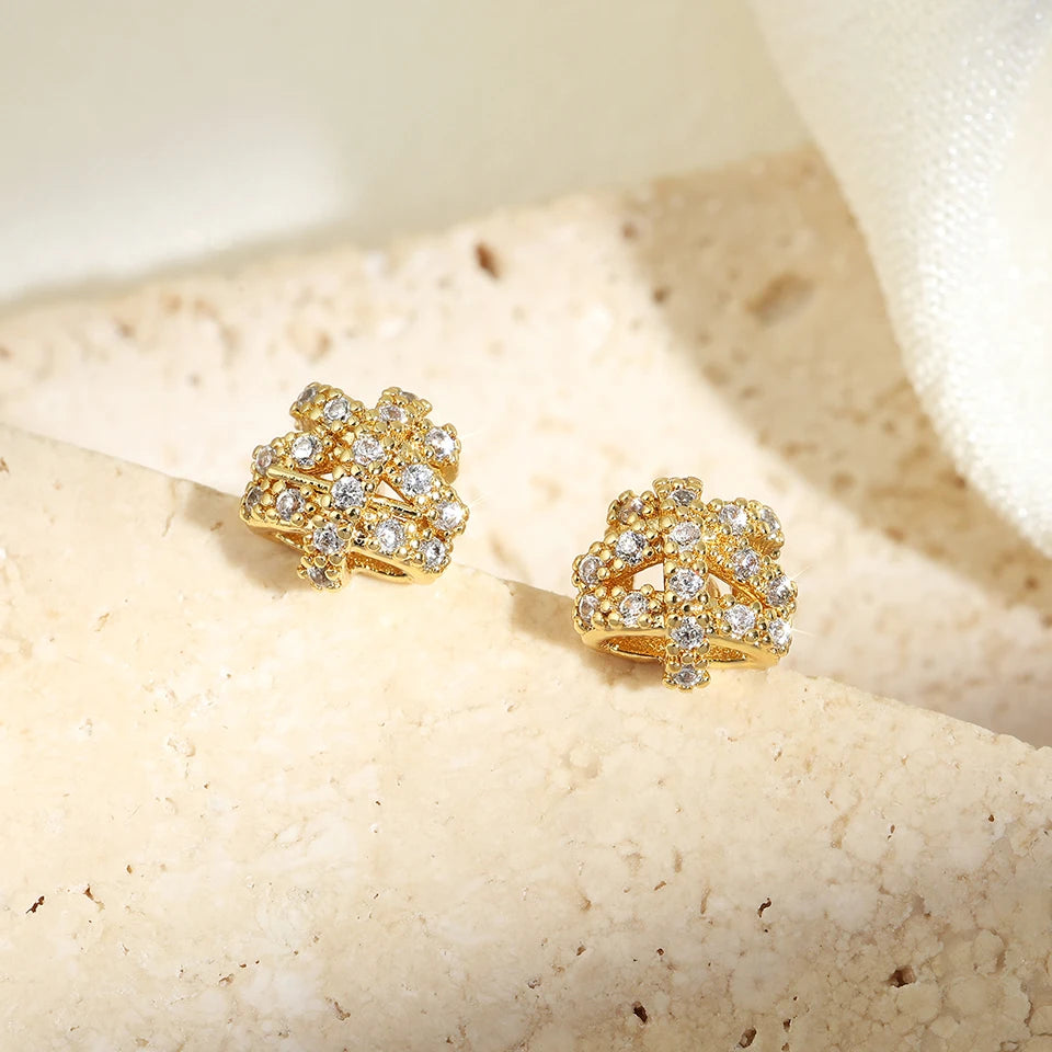 Fashion Cross & Fishtail Crystal Stud Earrings – Korean Elegant Style for Women & Girls