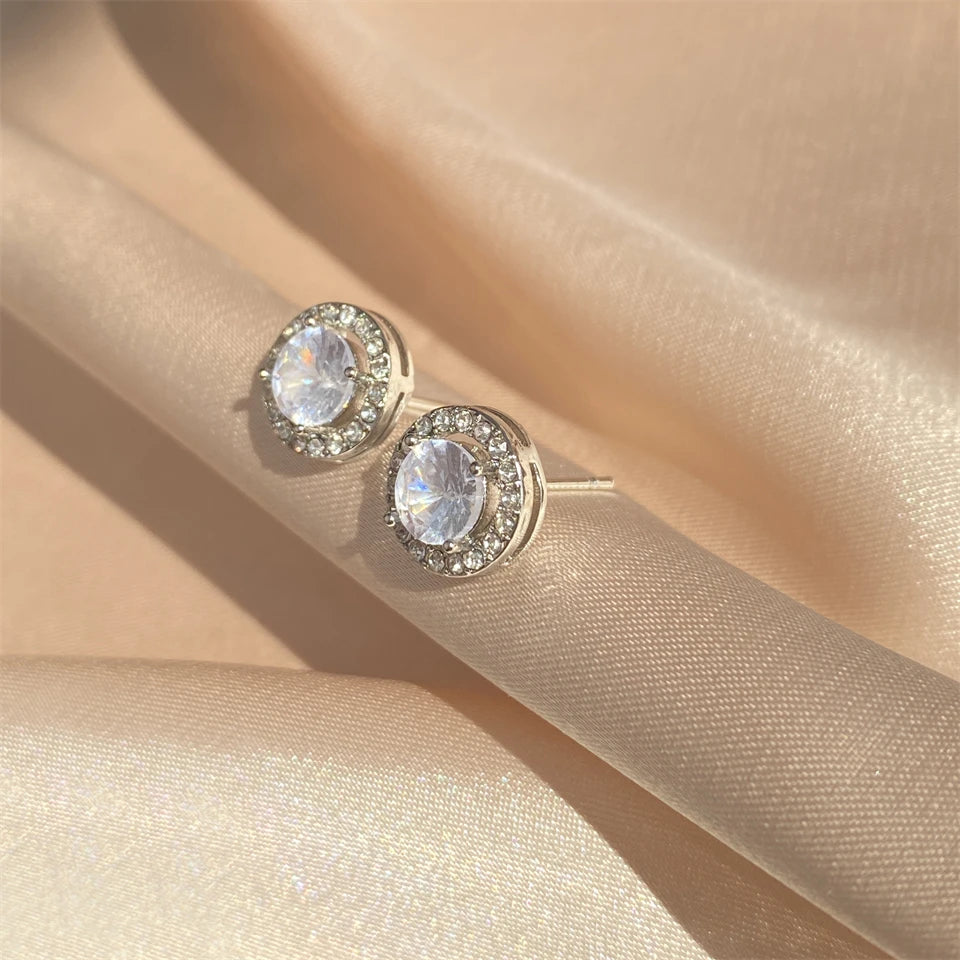 Fashion Cross & Fishtail Crystal Stud Earrings – Korean Elegant Style for Women & Girls
