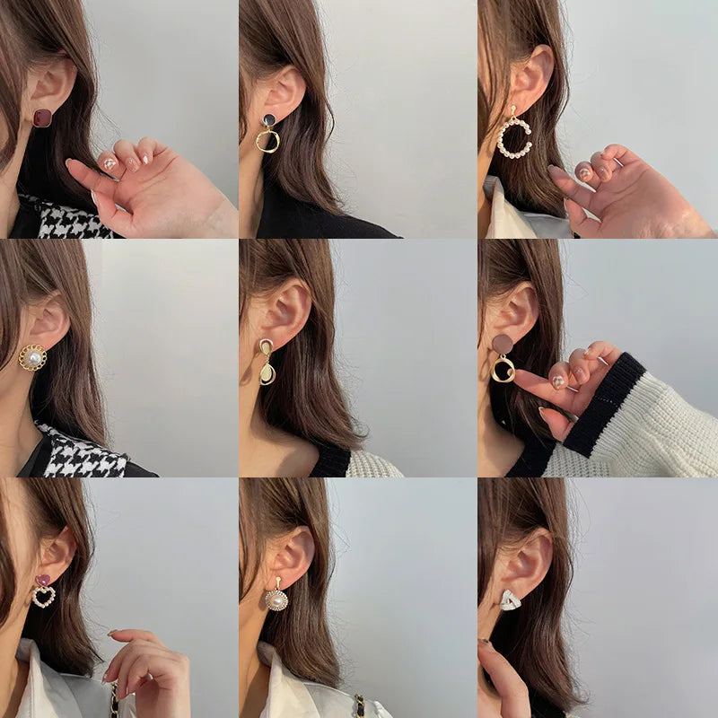 Vintage Personality Ear Clip Without Ear Piercings Advanced Sense Simple Earrings Fashion Temperament Pearl Ear Hanging Girl