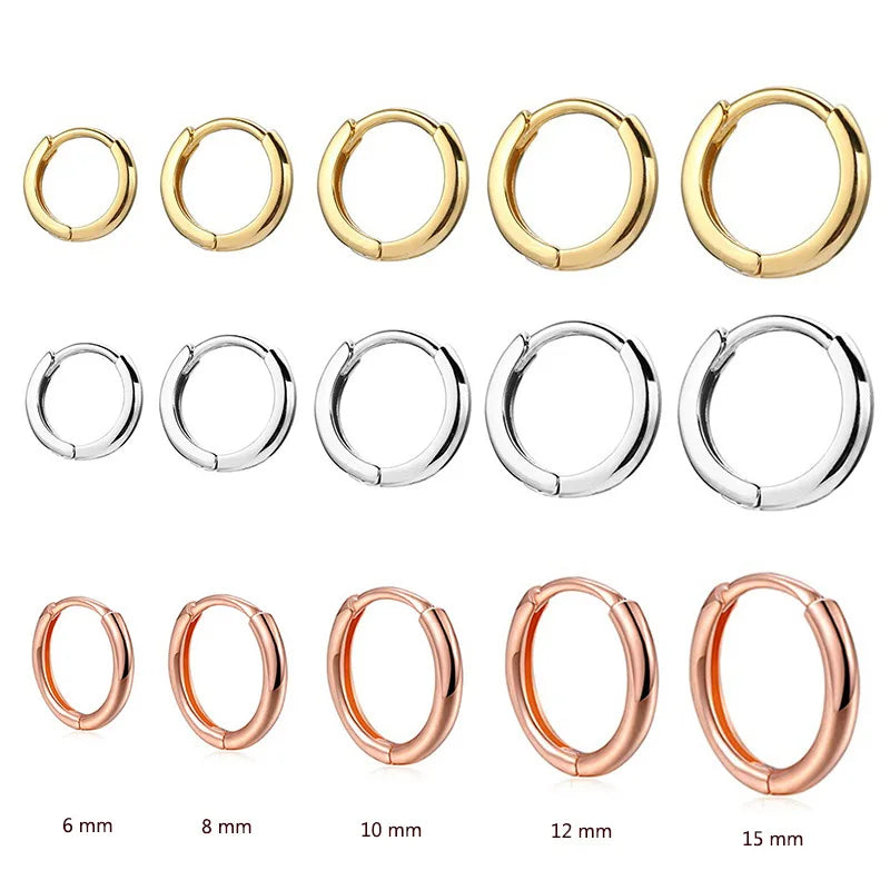 2PC Stainless Steel Minimal Hoop Earrings for Women & Girls – Gold Color Small Piercing Earring | Wedding Gift Smooth Ear Bone Buckle
