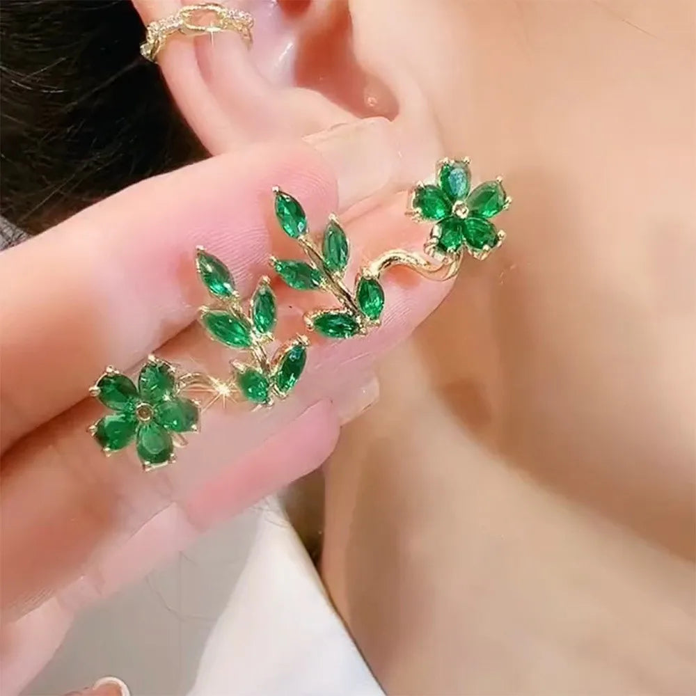 Elegant Green  Flower Earrings