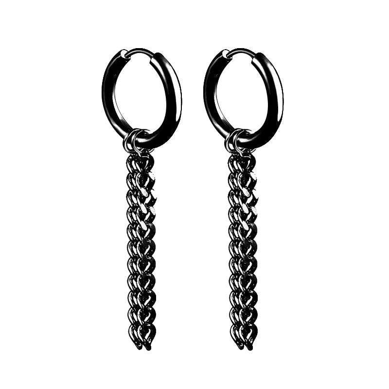 Black Stainless Steel Stud Earrings Set – Vintage Hip Hop Style for Men & Women