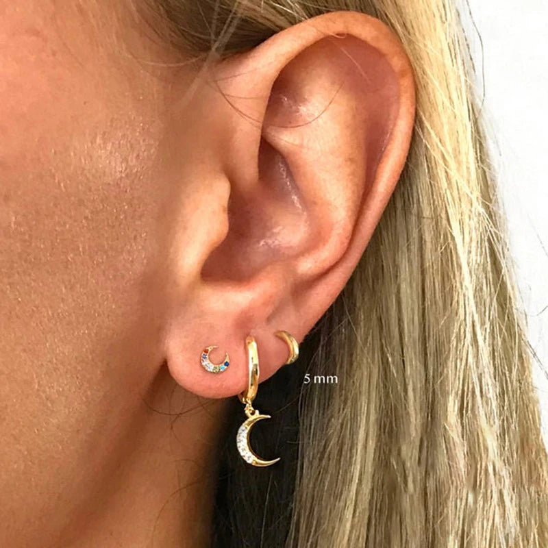 2PC Stainless Steel Minimal Hoop Earrings for Women & Girls – Gold Color Small Piercing Earring | Wedding Gift Smooth Ear Bone Buckle