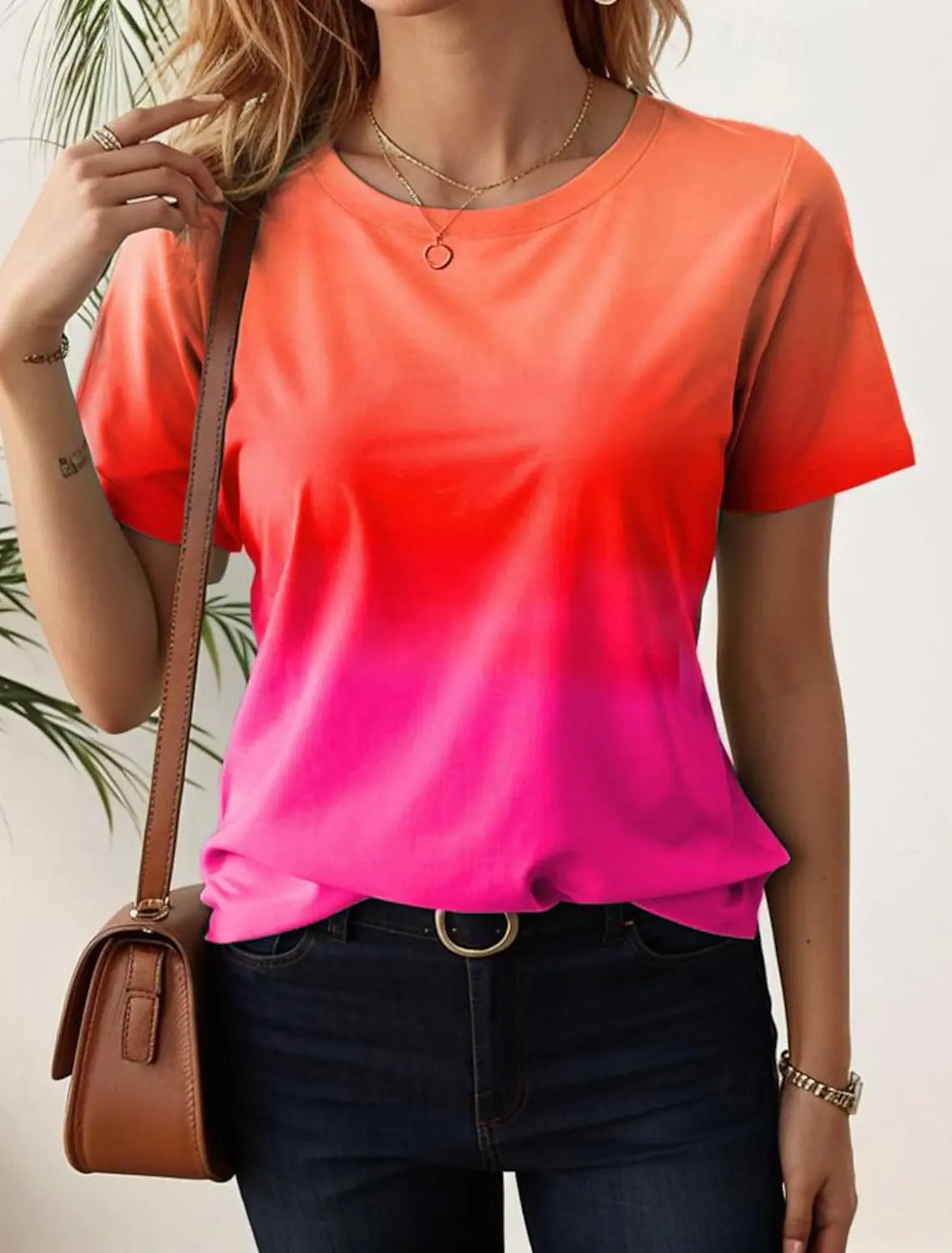 3D Gradient Print T-Shirts