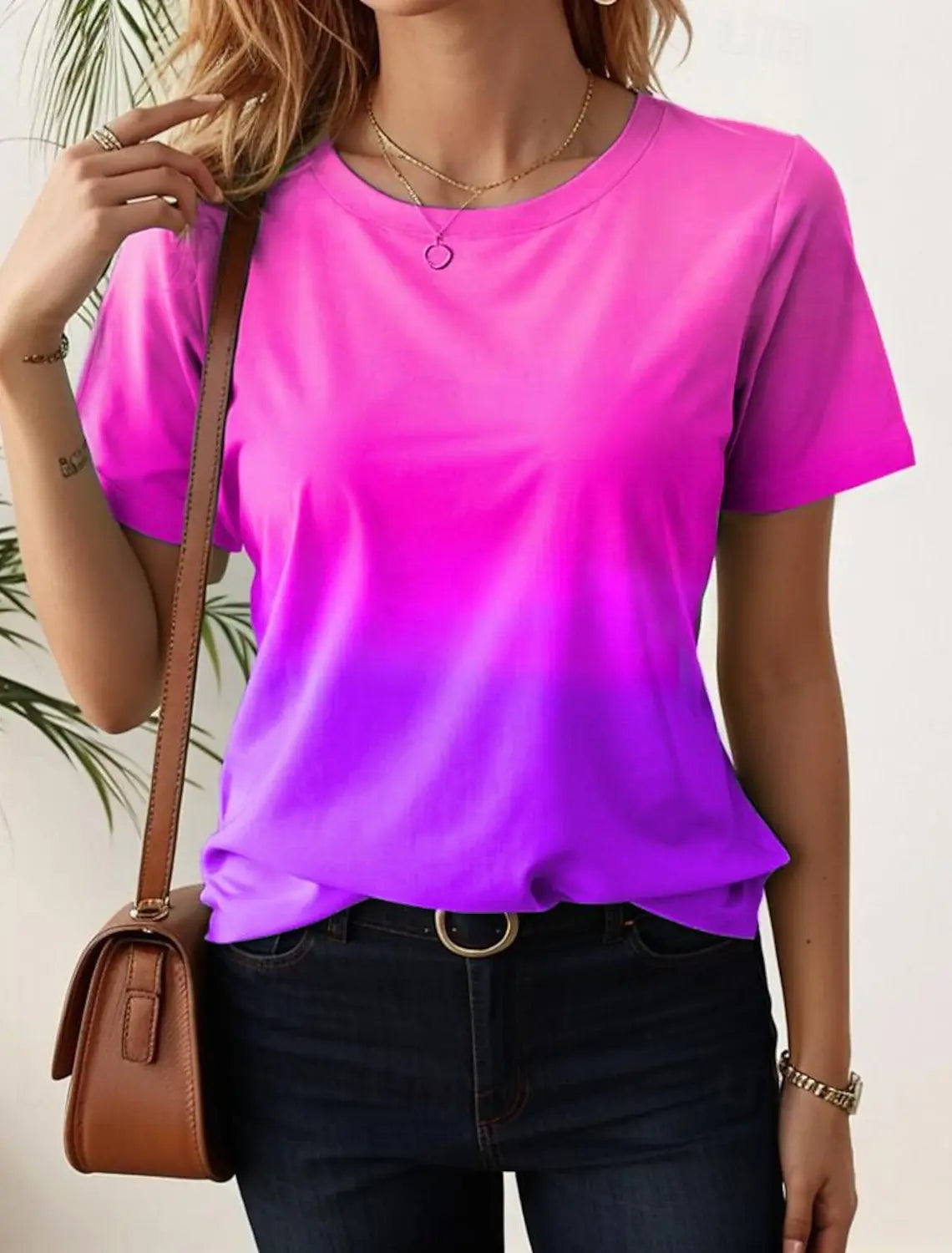 3D Gradient Print T-Shirts