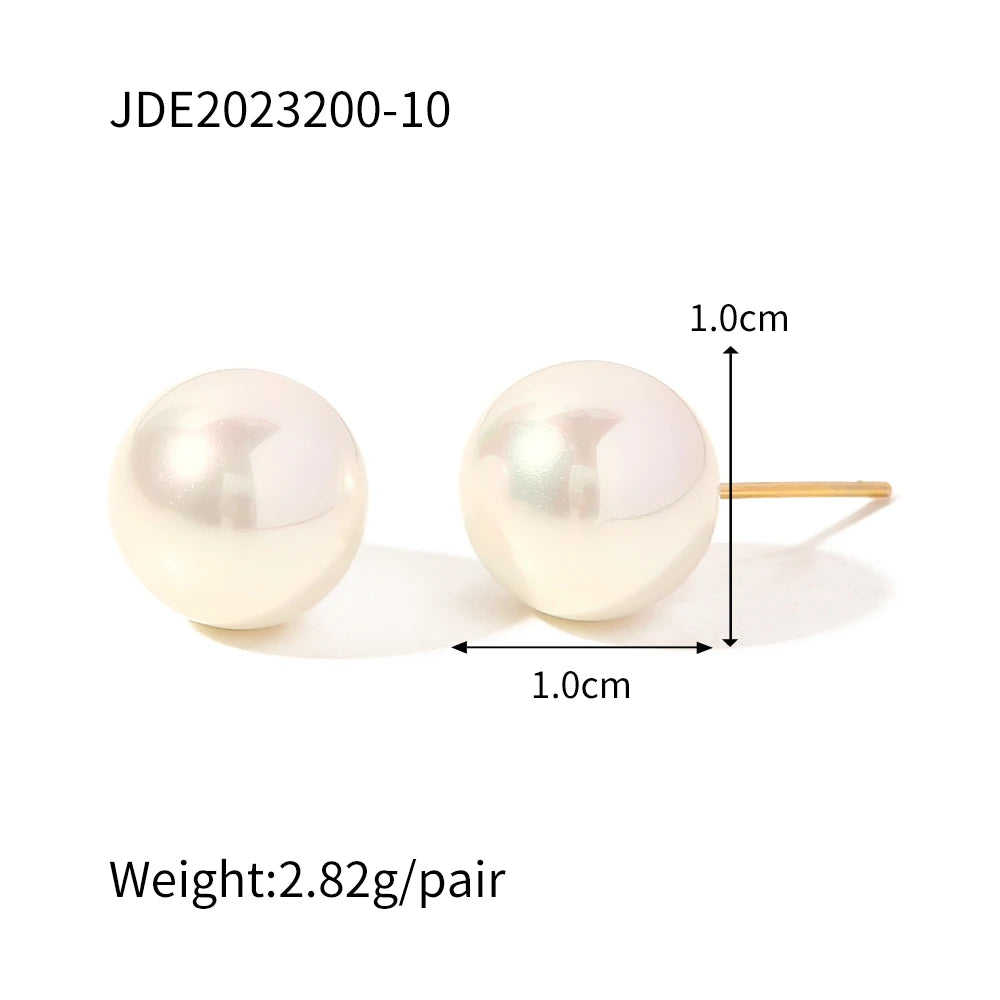 Imitation Pearl Drop Earrings – Golden Stainless Steel Korean Hoop Charms