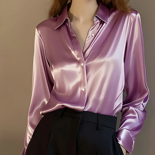 Women’s Satin Long Sleeve Shirt