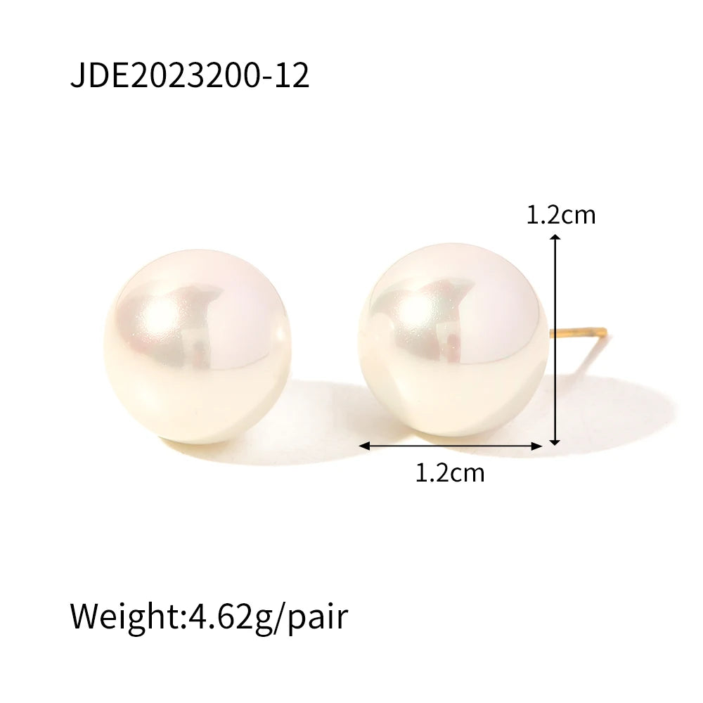 Imitation Pearl Drop Earrings – Golden Stainless Steel Korean Hoop Charms