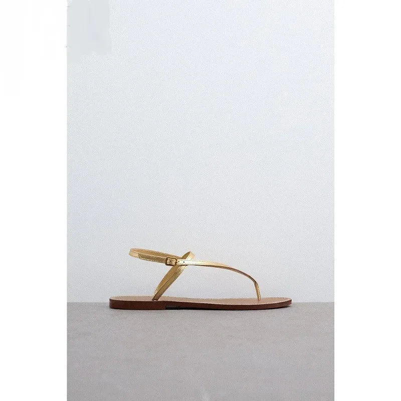 2025 New Women’s Summer Flat Sandals – Elegant Fairy Style with Roman-Inspired Double Toe Design