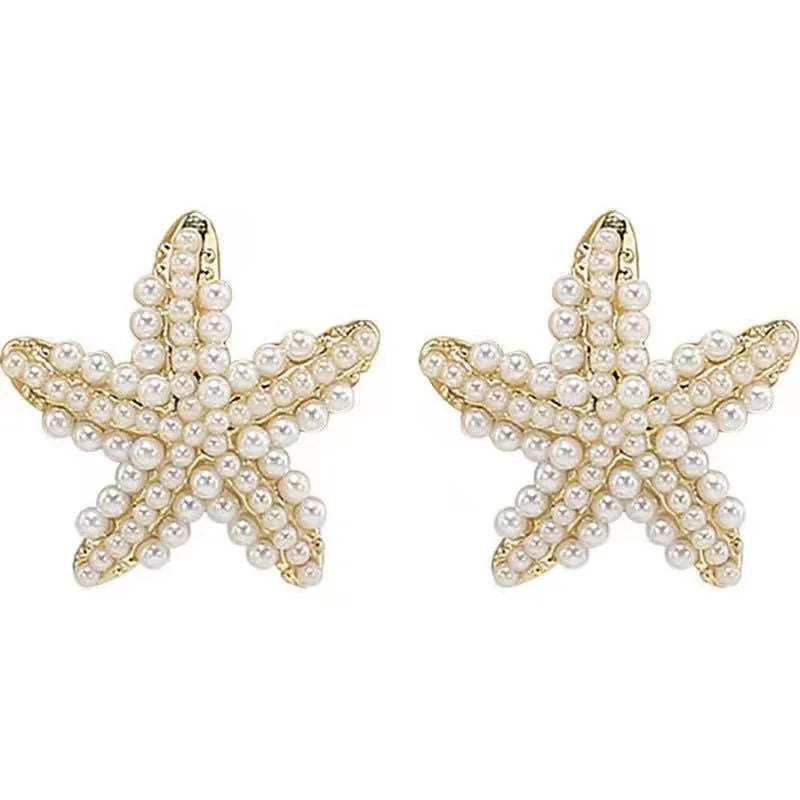 Elegant Pearl Starfish Studs