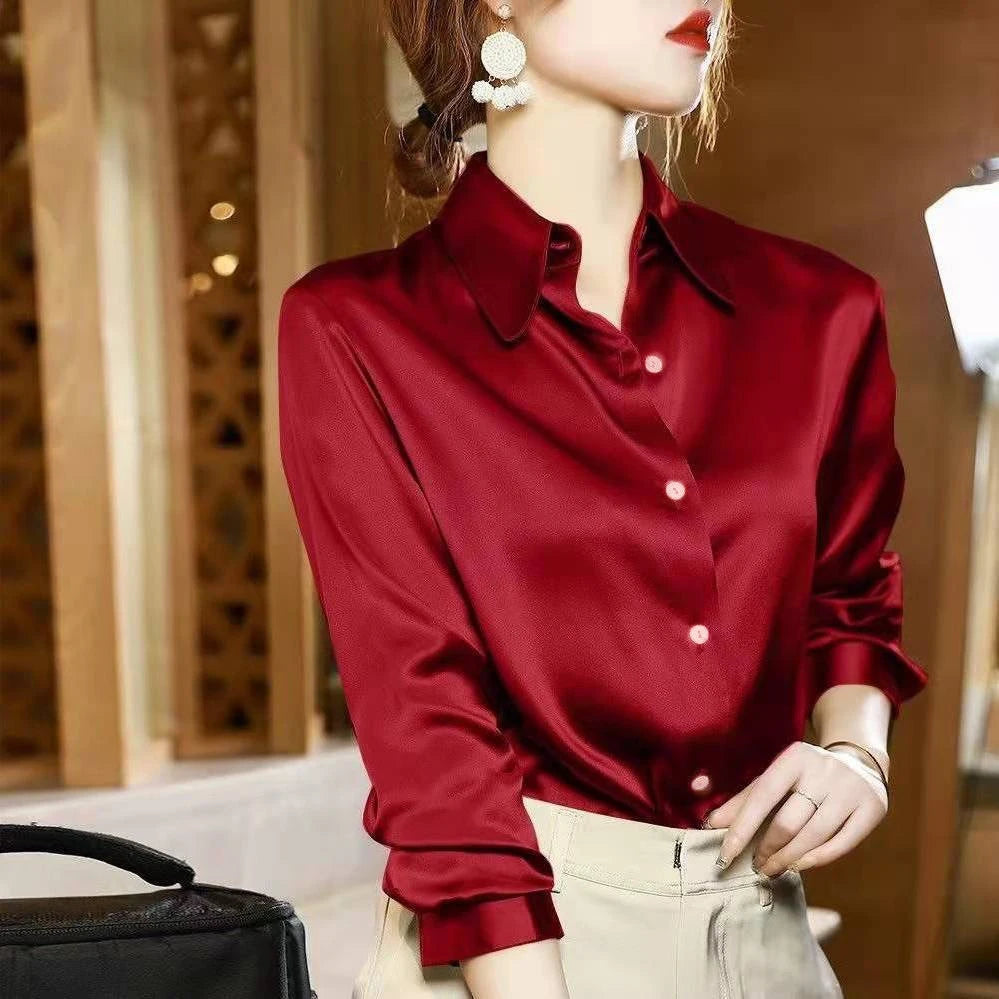 Women’s Satin Long Sleeve Shirt