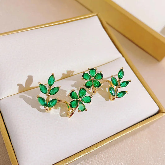 Elegant Green  Flower Earrings