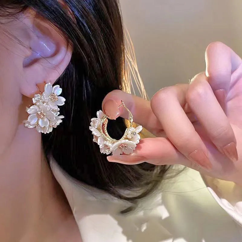 Flower Petal Dangle Earrings for Women – Luxury Designer Removable Tassel Earrings