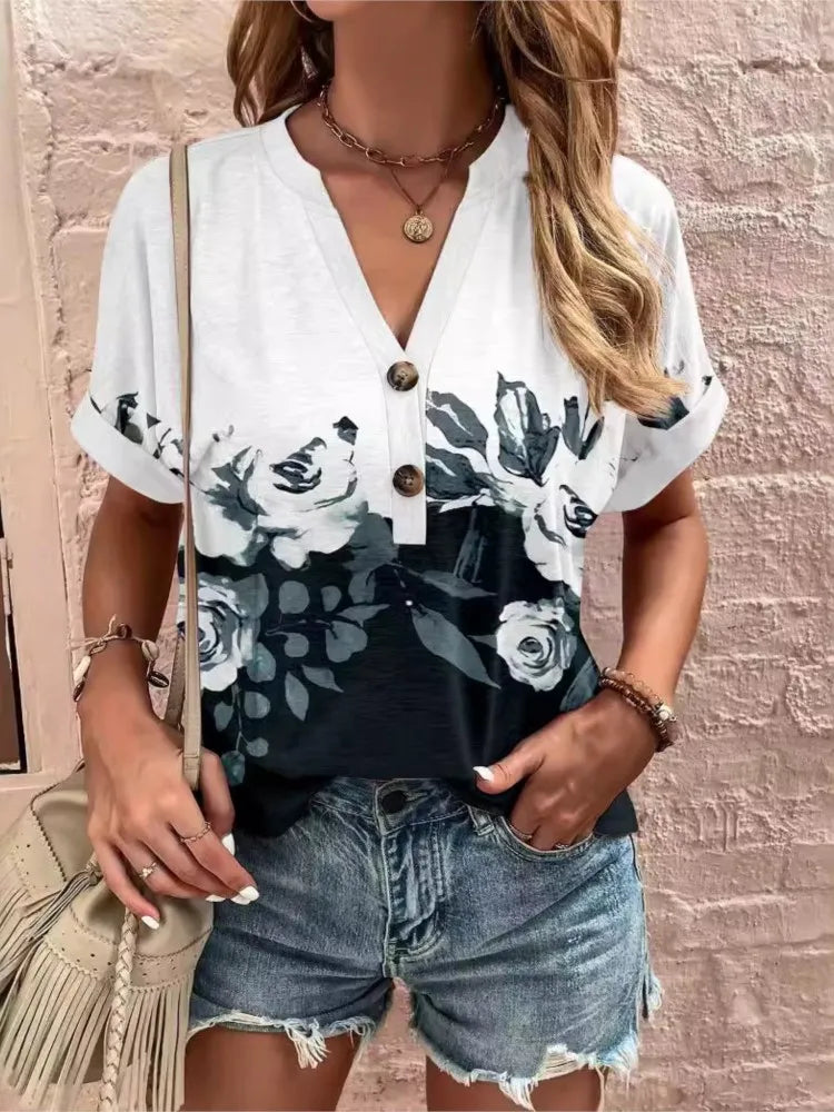 Boho Print V-Neck Shirt