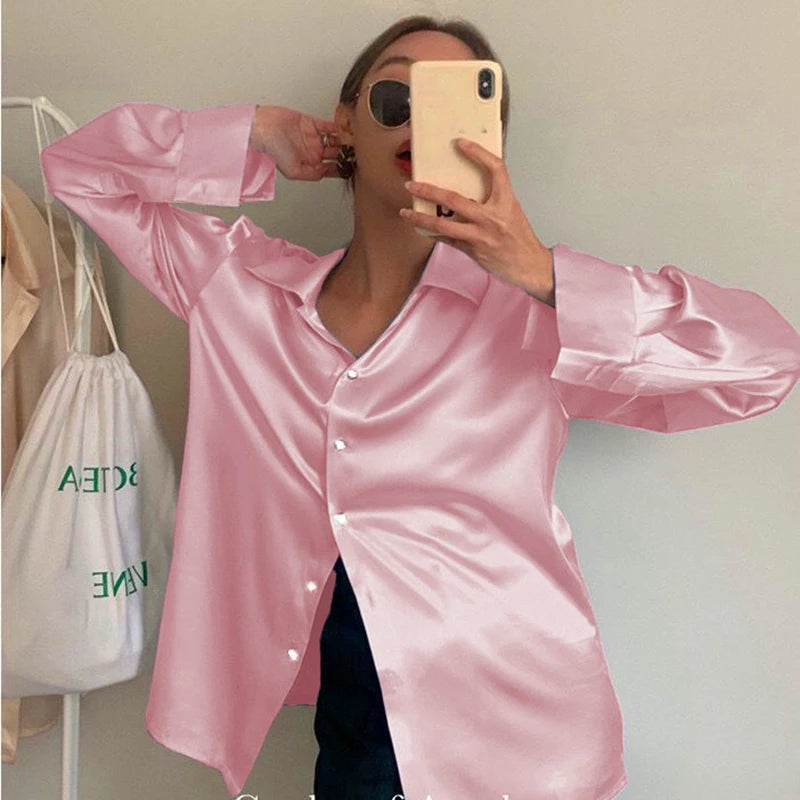 Women’s Satin Long Sleeve Shirt