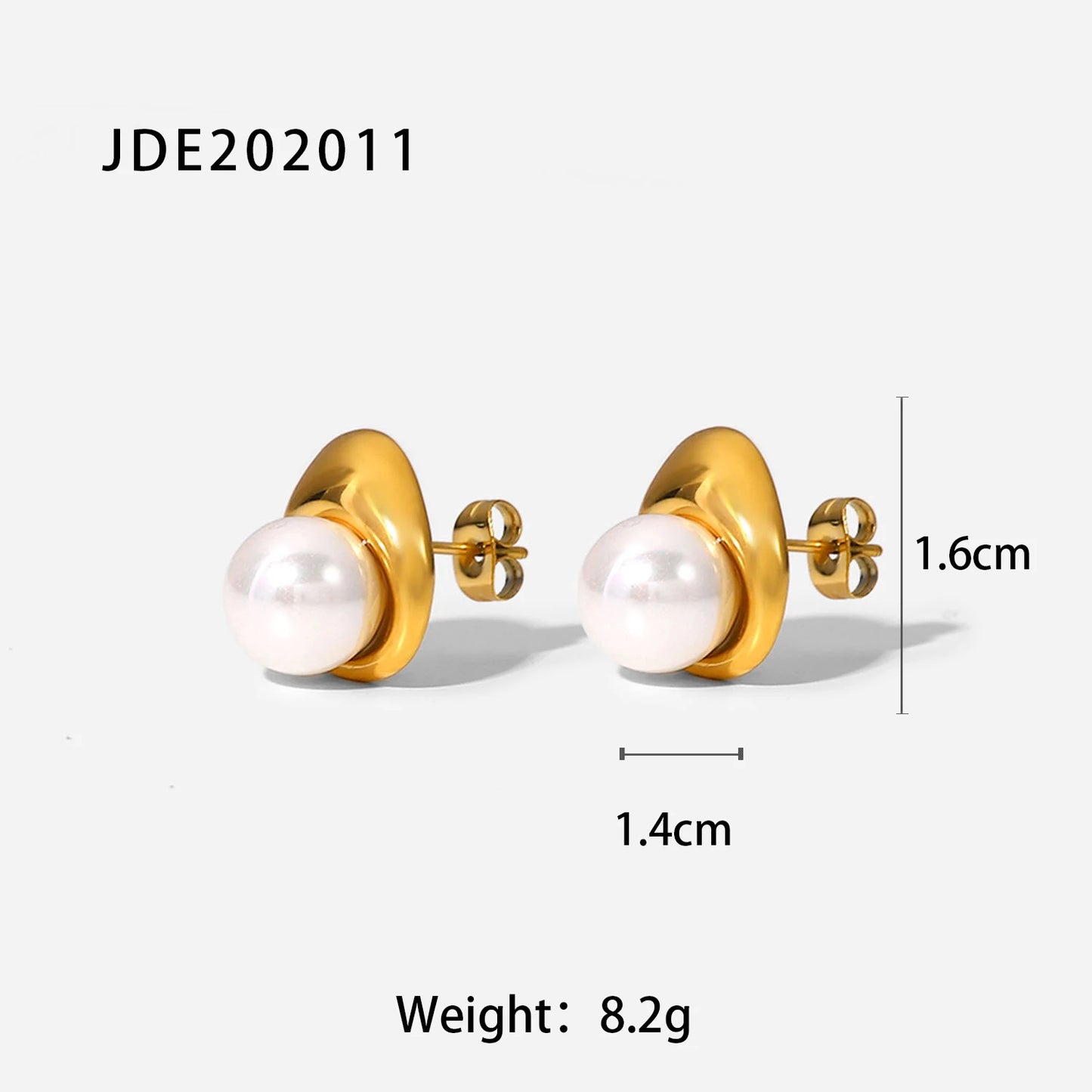 Imitation Pearl Drop Earrings – Golden Stainless Steel Korean Hoop Charms