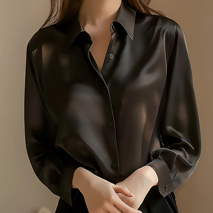 Women’s Satin Long Sleeve Shirt