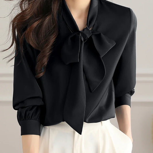 Elegant Chiffon Bow Blouse
