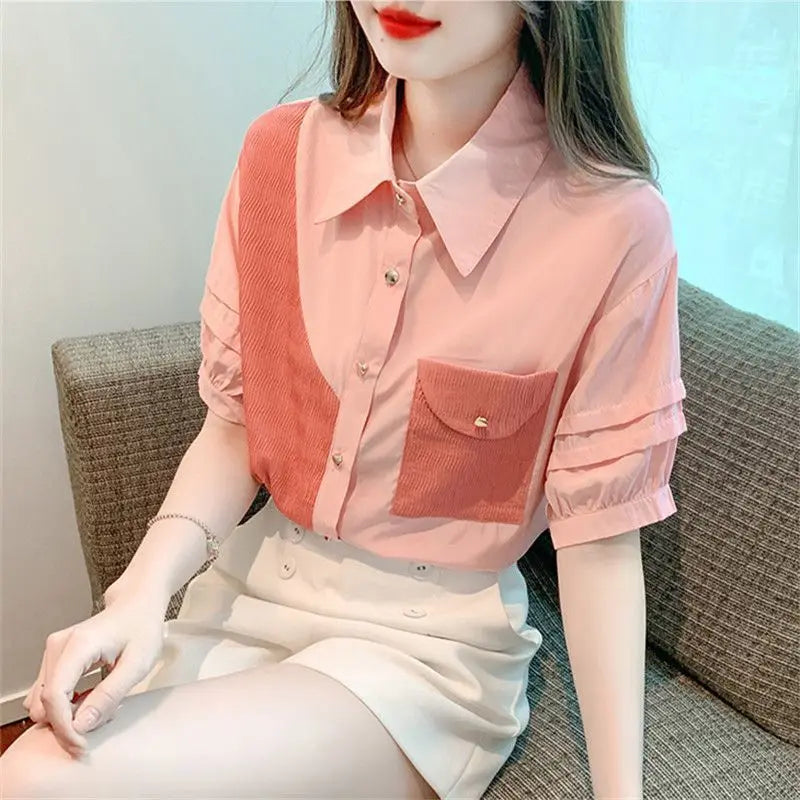 Color Block Chiffon Top