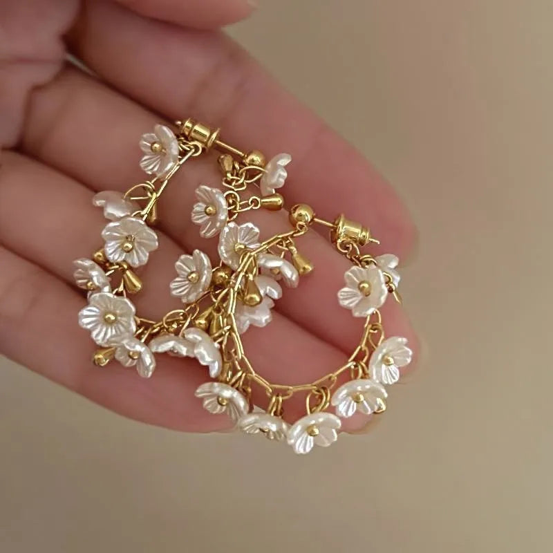 Flower Petal Dangle Earrings for Women – Luxury Designer Removable Tassel Earrings