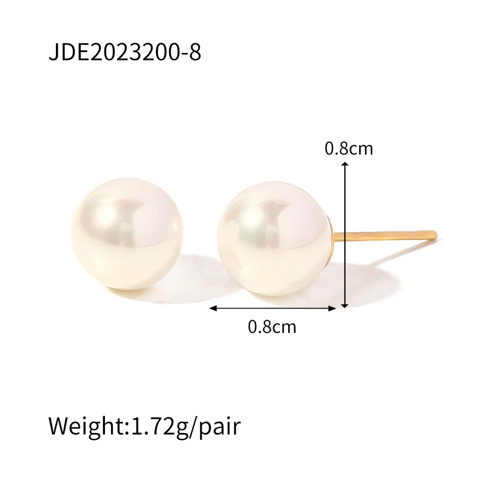 Imitation Pearl Drop Earrings – Golden Stainless Steel Korean Hoop Charms