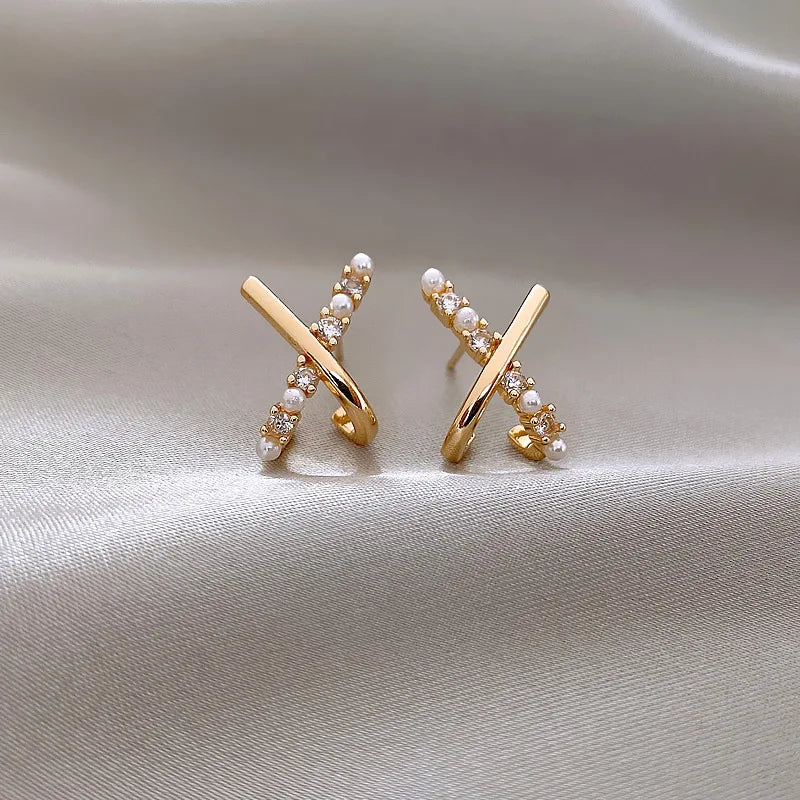 Crystal Rose Pearl Stud