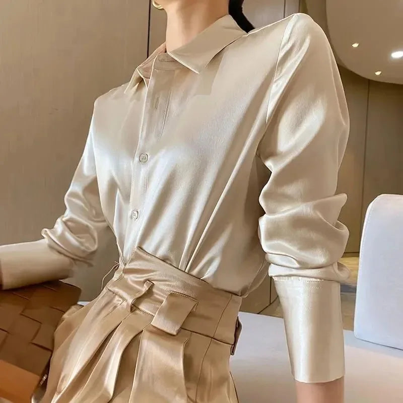 Women’s Satin Long Sleeve Shirt