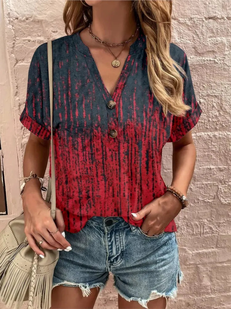 Boho Print V-Neck Shirt